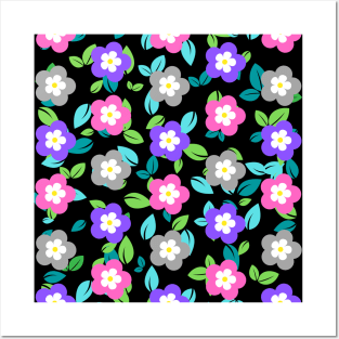 Pink and purple floral pattern Posters and Art